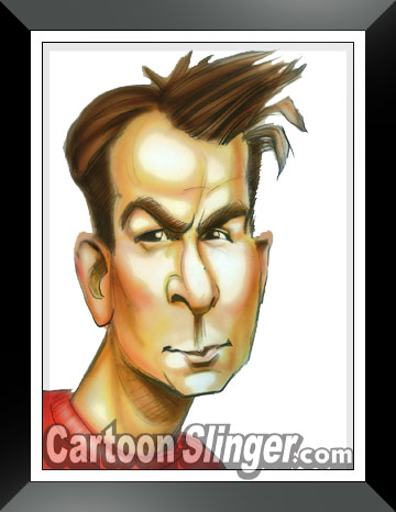 charlie sheen airbrush caricature
