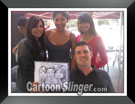 Party Cartoon Caricature of 3 College Girls