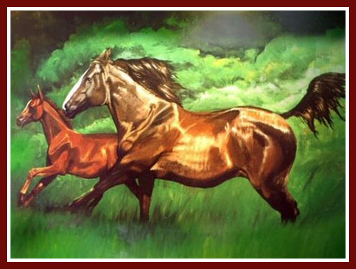 2 horses mural