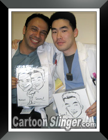Doctora with party Caricatures