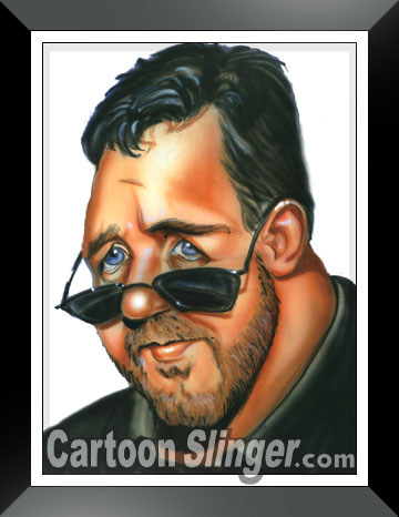 russell crowe airbrush caricature