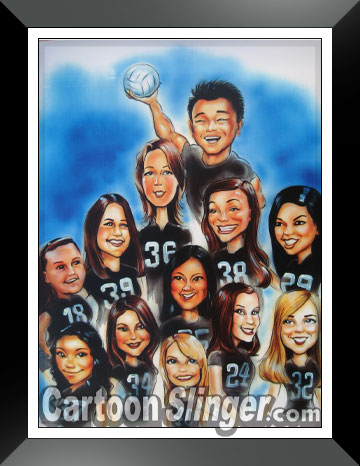 cartoon gift caricature for volleyball coach