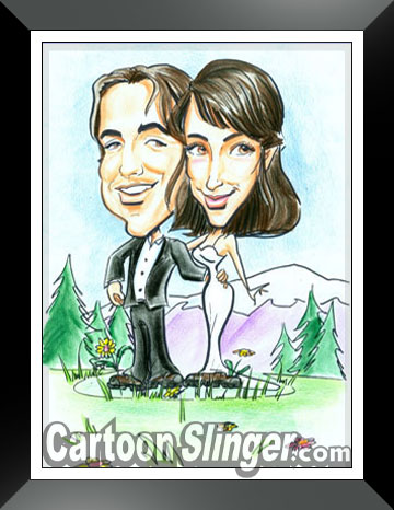 prismacolor wedding cartoon caricature sample